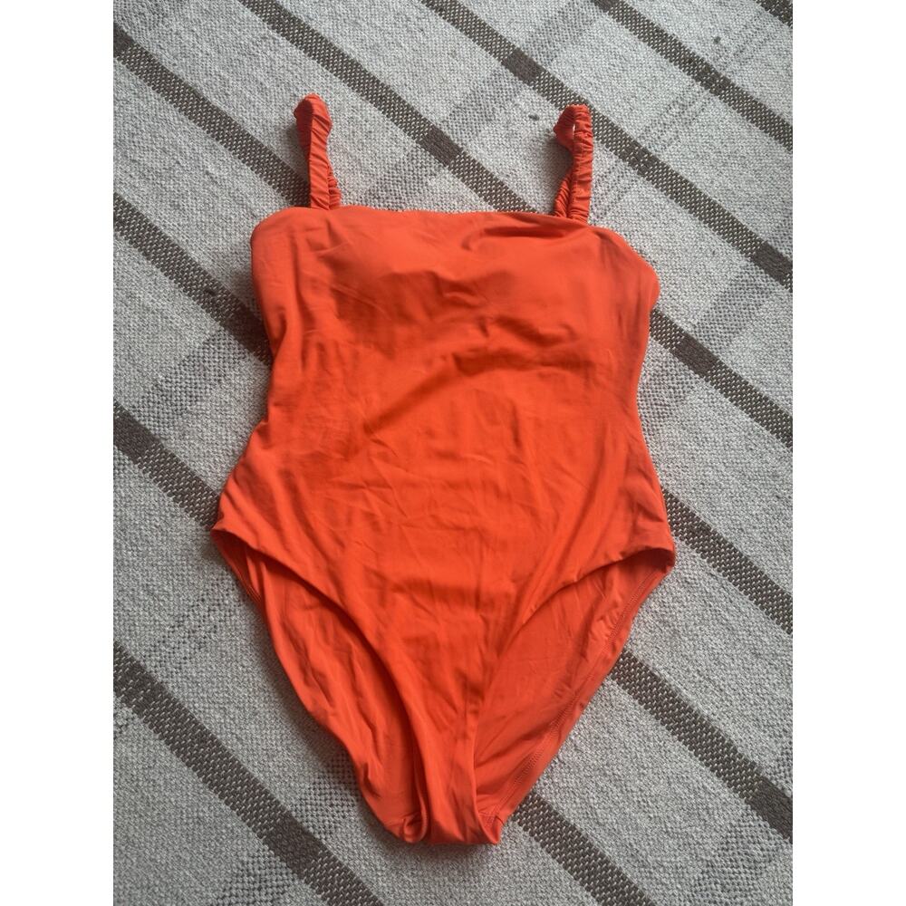 Andie One Piece Swimsuit The Zuma Monarch Orange Large Modest Scrunch Strap